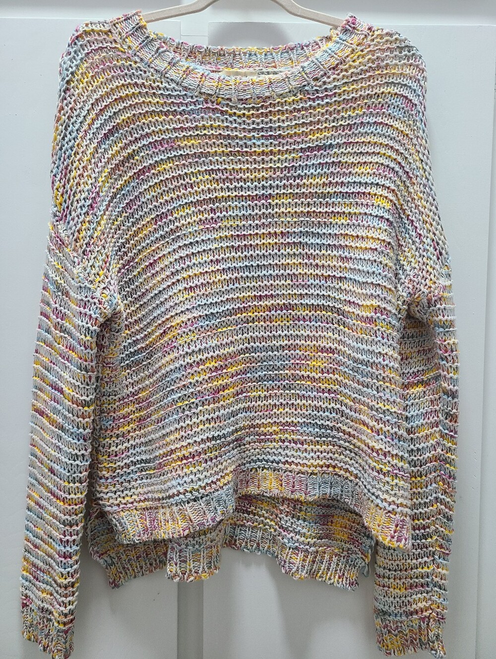 Rag Poets Confetti Chunky Knit High-Low Slouchy Sweater Sz-M Boho Cottagecore